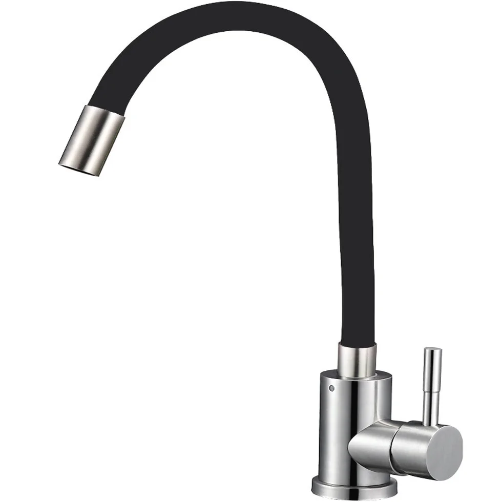 Смеситель для кухни Solone  EZA4-F 090 KB с гибким изливом черный